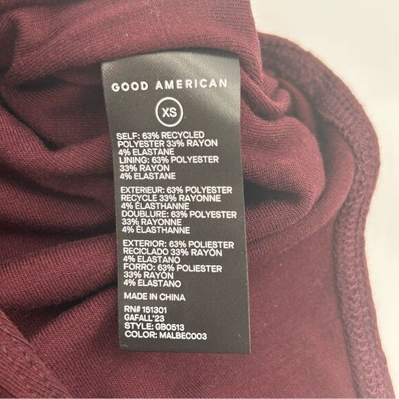 NWT Good American maroon Henley style ribbed bodysuit size extra small - Picture 7 of 7